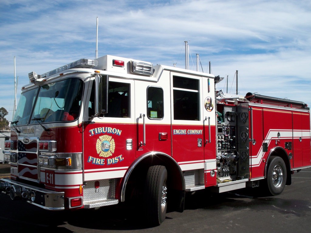 The Tiburon Fire Department came out to help us with the fire extinguisher and flare testing.